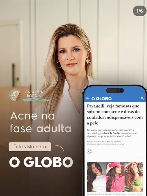 Card da reportagem em O Globo · Ela com a Dra. Fabiola Bordin