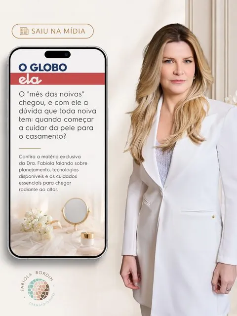 Card da reportagem em O Globo · Ela com a Dra. Fabiola Bordin