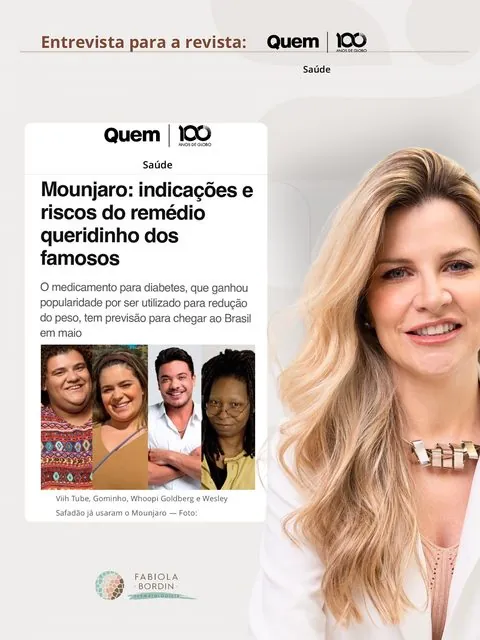 Card da reportagem em Revista Quem com a Dra. Fabiola Bordin